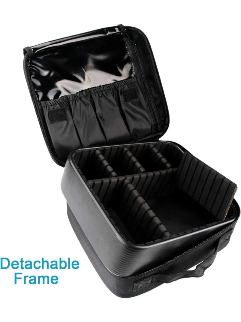 Portable Travel Makeup Organizer Case with Adjustable Dividers for Cosmetics